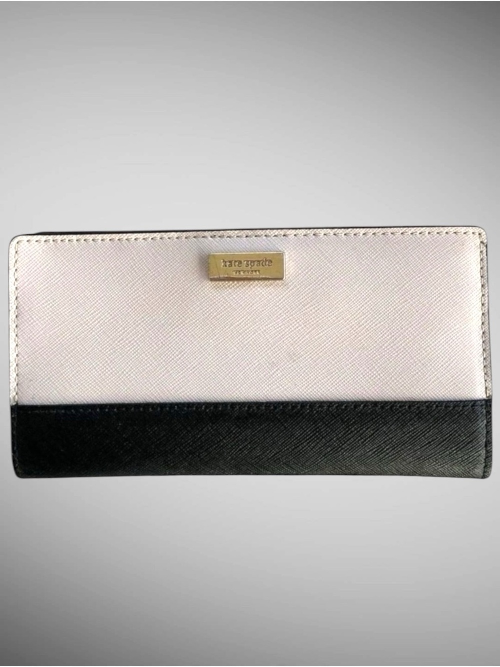 Kate Spade New York Saffiano Leather Colorblock Long Wallet Bifold Clutch Black